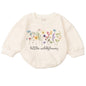 Wildflower Baby Girl Romper - First Birthday Outfit Flower Newborn Bubble Toddler Infant Long Sleeve One-piece Gifts