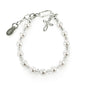 Cherished Moments Sterling Silver Bracelet for Girls with High-End Simulated Pearls and Crystals with a Dainty Infinity Cross Charm
