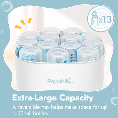 Papablic Baby Bottle Sterilizer and Dryer, Esterilizador De Biberones, Electric Steam Sterilizer for Baby Bottles, Pacifiers, and Pump Parts, Large Capacity 10 Bottle, Fast Sanitizes and Dries Bottles