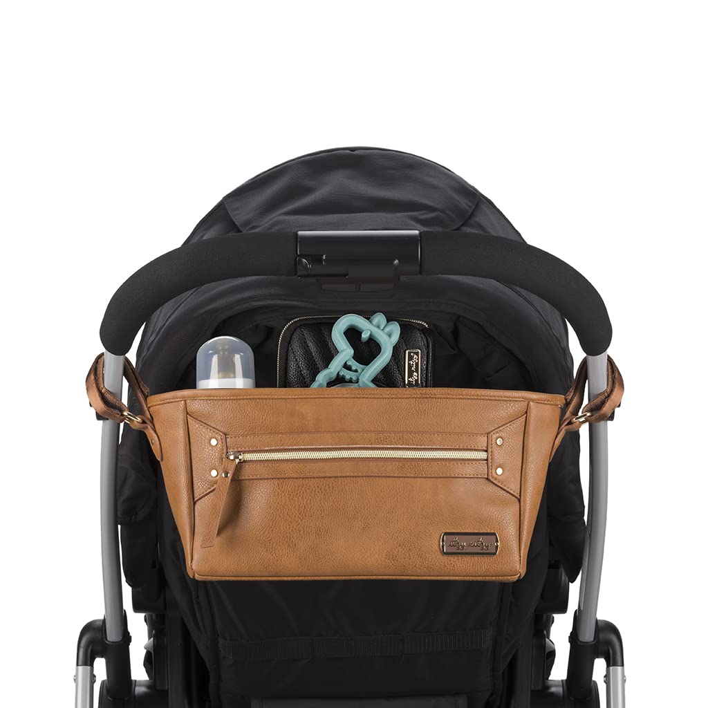 Itzy Ritzy Adjustable Stroller Caddy and Organizer Bag Featuring Front Zippered Pocket, 2 Built-in Interior Pockets & Adjustable Straps to Fit Nearly Any Stroller (Chai)