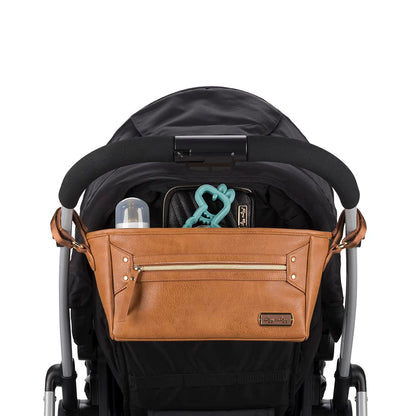 Itzy Ritzy Adjustable Stroller Caddy and Organizer Bag Featuring Front Zippered Pocket, 2 Built-in Interior Pockets & Adjustable Straps to Fit Nearly Any Stroller (Chai)