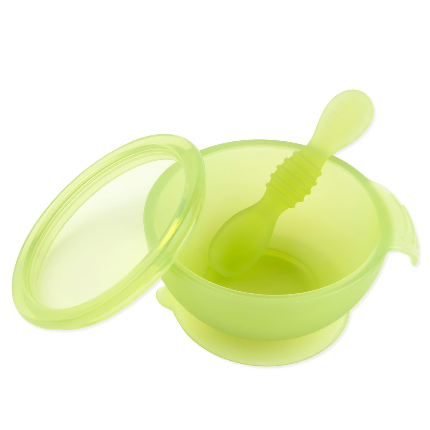 Bumkins Baby Bowls, Disney Minnie Mouse Silicone Baby Feeding Set, Suction Bowls for Baby and Toddler with Spoon, First Feeding Set, Platinum Silicone Bowl for Babies 4 Months