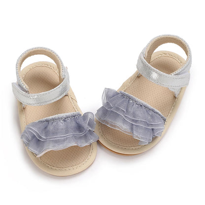 Timatego Infant Baby Girls Summer Sandals Anti-Slip Soft Sole with Flower Toddler First Walkers Crib Dress Shoes