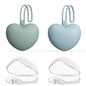 4pcs Pacifier Holder Case Set, 2pcs Silicone Portable Pacifier Pouch and 2pcs Transparent Pacifier Storage Container, Cute Heart Shape Pacifier Storage Case for Newborn Baby（Pink+Purple）