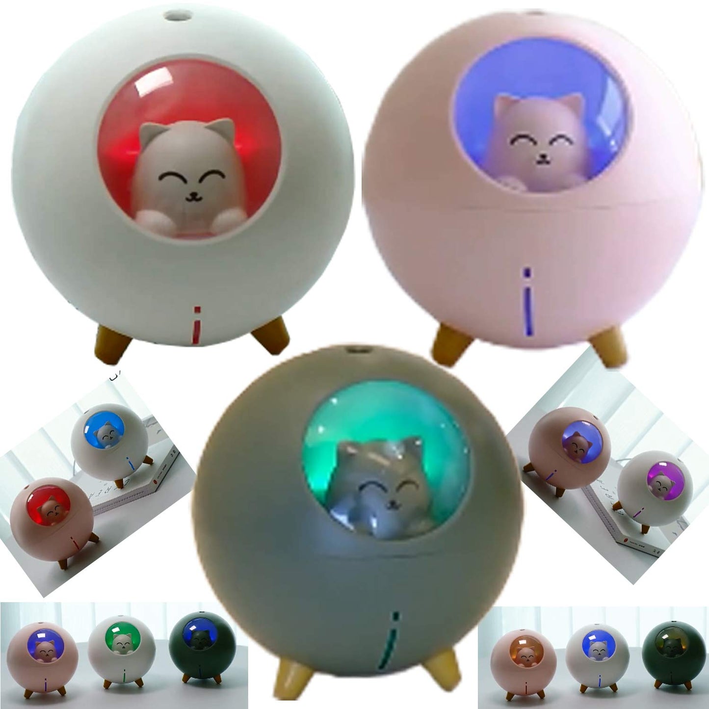 Lovely Quiet Mini Humidifier for Nursery - 7-Color Light, 2 Spray Modes, Auto Shut Off (White)