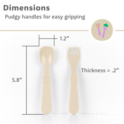Re-Play Toddler Forks and Spoons Set - 4x4 Utensils Set for Kids - Dishwasher and Microwave Safe - Made in USA - Pack of 8-5.8" x 1.2" x 0.2" - Princess