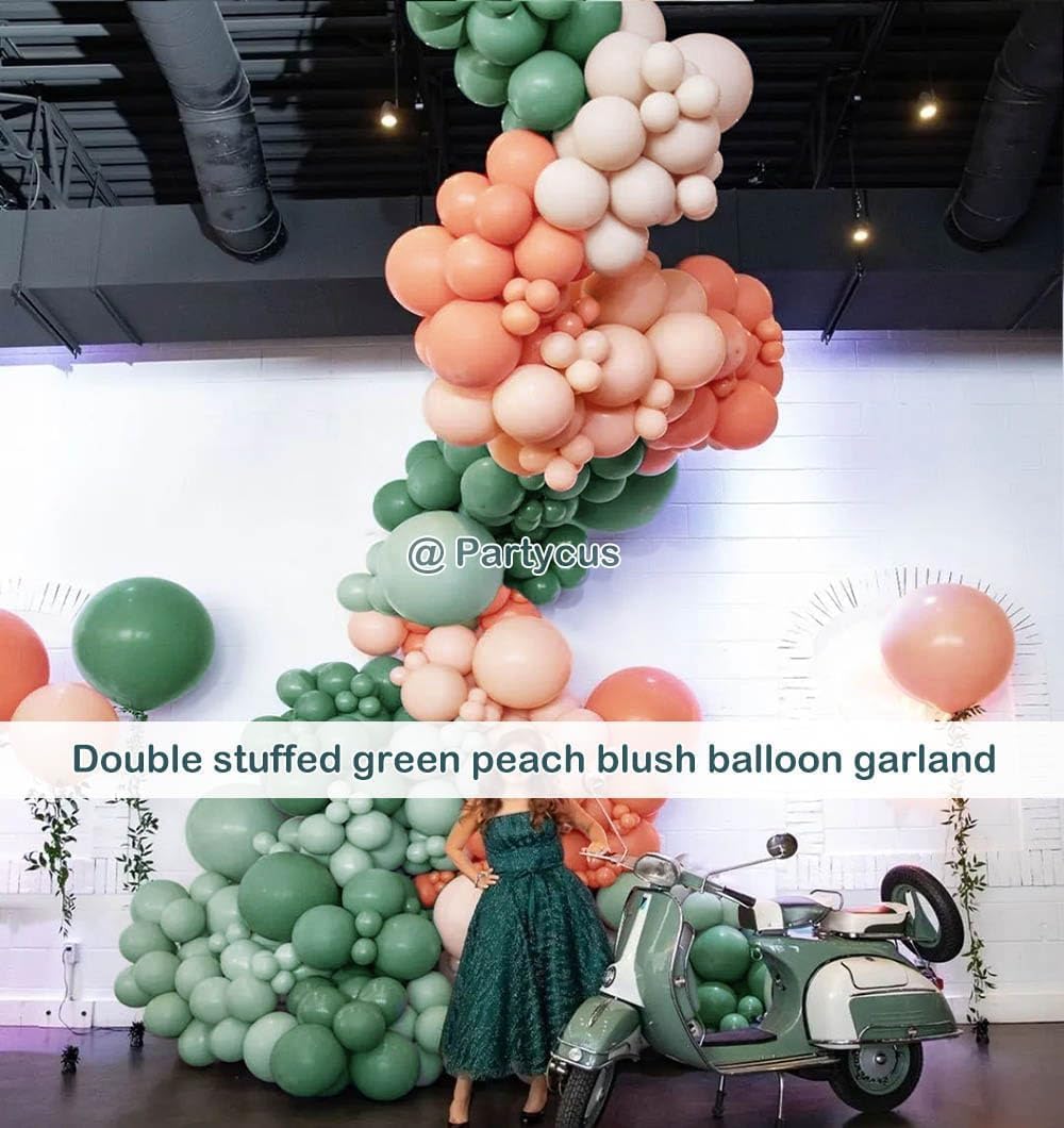 Pink Blue Green Balloon Garland Double Stuffed Dusty Light Green Baby Blue Blush Mauve Latex Pastel Balloon Arch Kit for Boho Baby Shower Gender Reveal Bear Birthday Floral Party Decoration