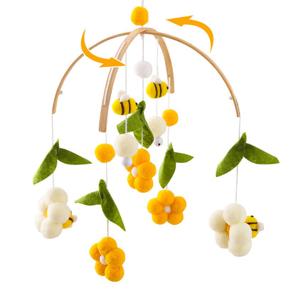 OESSUF Baby Mobile for Crib, Crib Nursery Mobile for Boys Girls, Boho Bee Flower Nursery Decor Soothe Toy Baby Shower Set for Infant Bedroom Hanging Decoration Toy, Pink