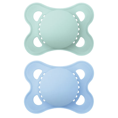 MAM Original Matte Baby Pacifiers, Binky for Boys 0-6 Months, BPA-Free Silicone Nipple, Easy to Clean, Best for Newborn Babies, Developed with Medical Experts, 2 Count Binkies with Sterilizer Case