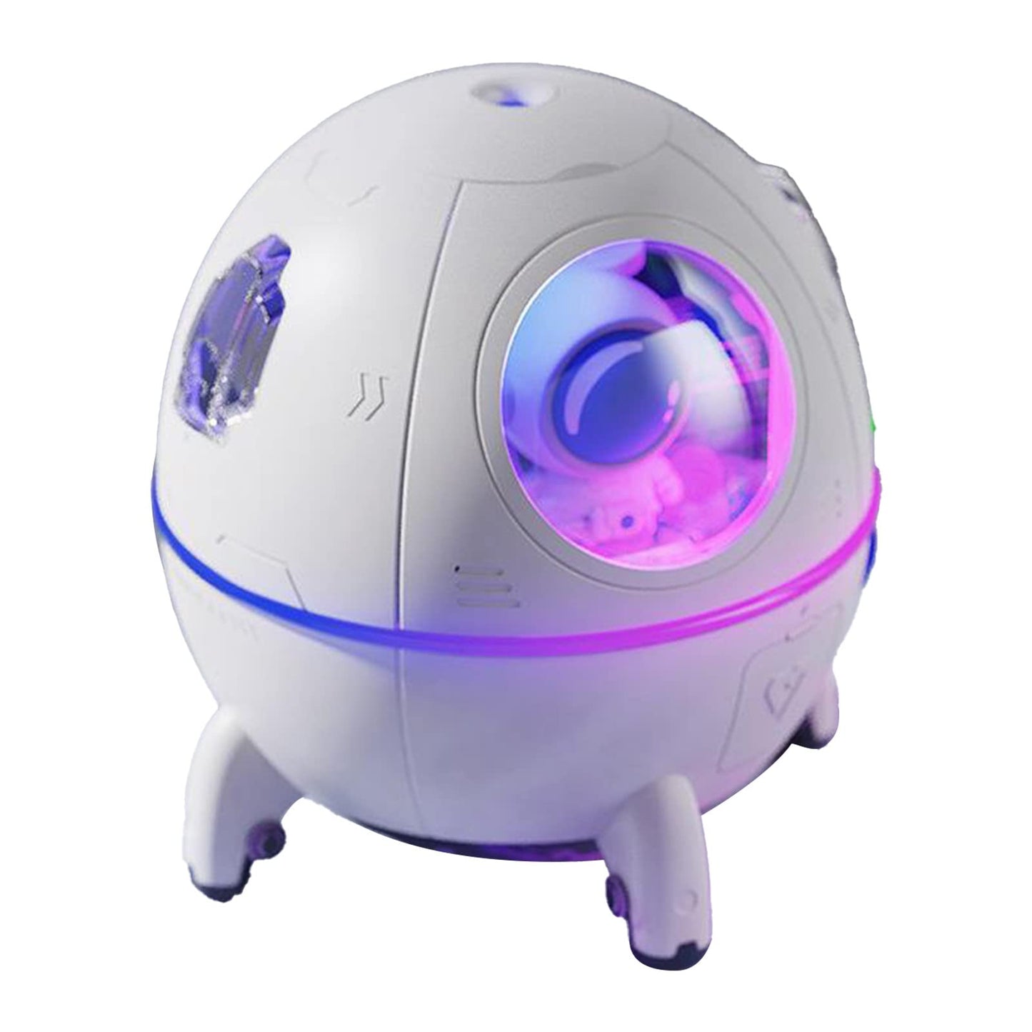 Space Capsule Humidifier, Transparent PC Silicone Mini Cute Humidifiers Portable Household Ambient Light Humidifier for Home Car Bedroom Office and Travel, DC5V/1A (White)