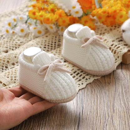 LAWKUL Baby Booties Knit Newborn Shoes Cozy First Walkers Infant Toddler Boots for Boy Girls 0-3 Months