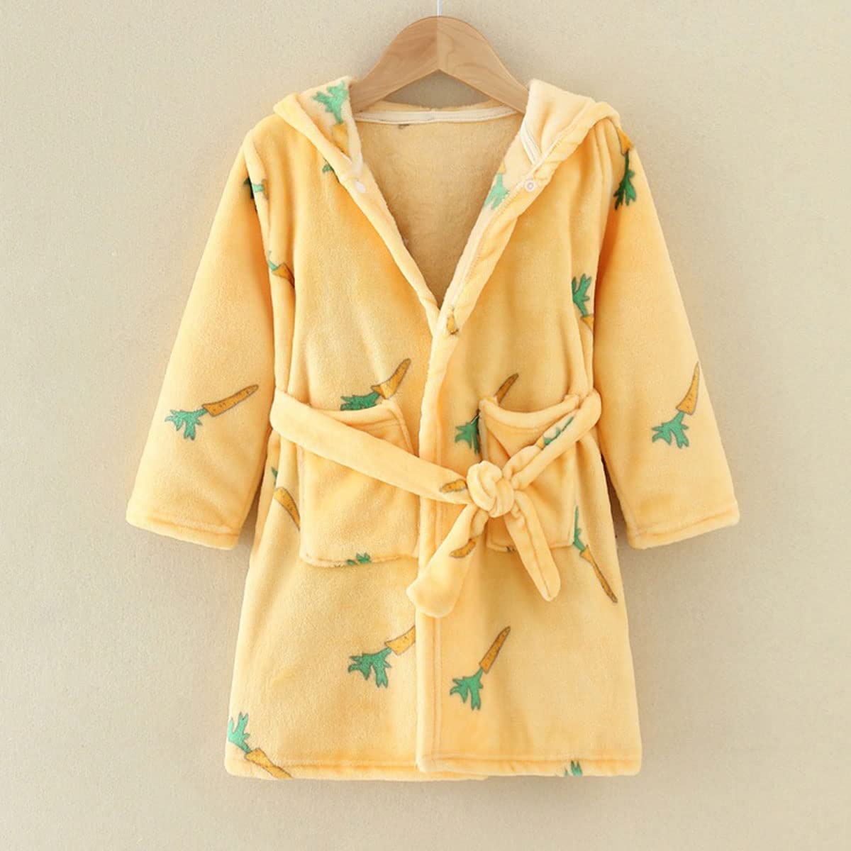 Unisex Baby Hooded Bathrobe Kids Flannel Pajamas Dressing Gown for Boys Girls