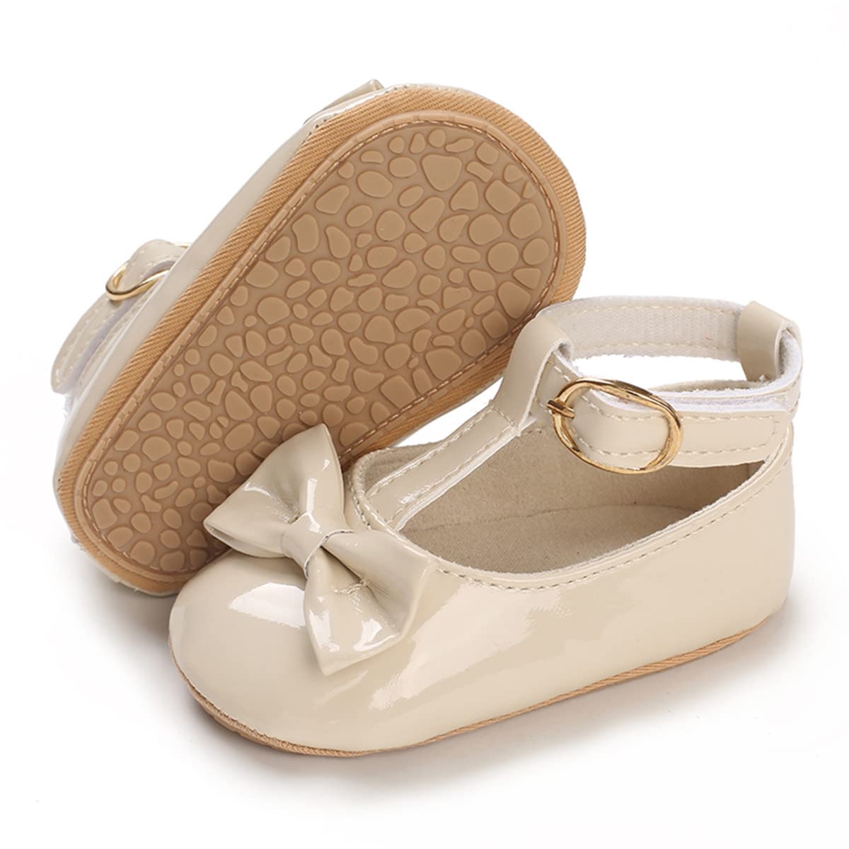 COSANKIM Baby Girls Mary Jane Flats Shoes Anti-Slip Rubber Sole Infant Toddler Princess Wedding Dress Shoes