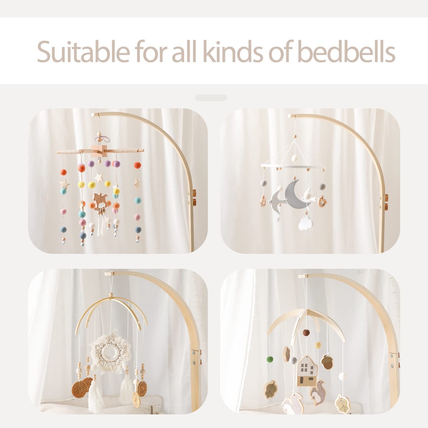 Baby Crib Mobile for Boys Girls| Boho Nursery Mobile| Gender Neutral Hand-Crocheted Mobile| Ceiling Mobile - Stars, Clouds, Moon