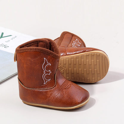 Kuner Baby Cowboy Boots Western Boots Toddler Cowboy Bootie Soft Sole Non-Slip Crib Shoes for Infant Boys Girls0-18 Months