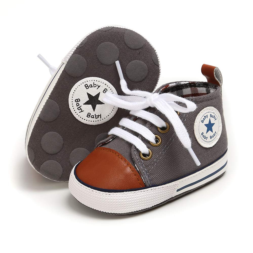 Meckior Toddler Baby Boys Girls High Tops Ankle Sneakers Soft Anti-Slip Sole PU Leather Moccasins Infant Newborn Prewalker First Walking Crib Shoes