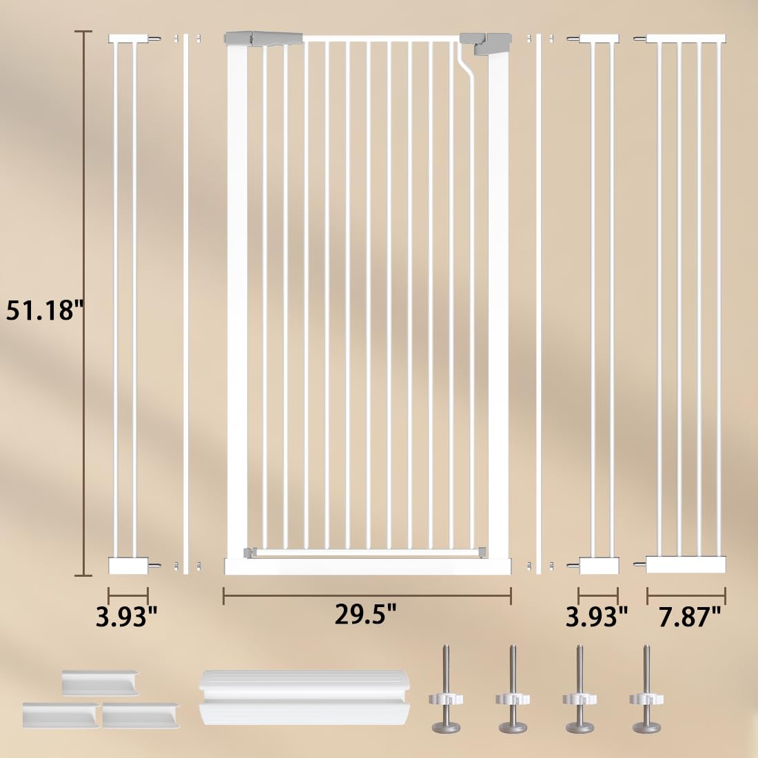 Fairy Baby 51.18" Extra Tall Cat Gate for Doorway, 29.5"-40.5" Extra Wide Pet Gate Dog Barrier Indoor for Cats Dogs, Kid Puppy Dog Gate No Jumping Over & No Climb, Metal Child Safety Proof Gate, Black