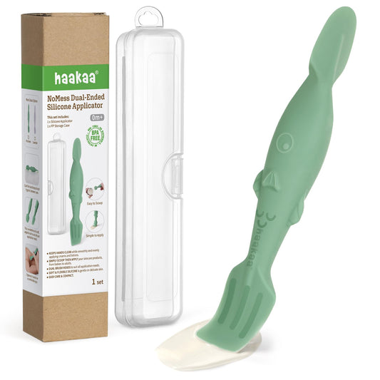 haakaa Baby Diaper Cream Spatula, NoMess Dual-Ended Silicone Diaper Rash Cream Applicator with Hygienic Case, Butt Spatula for Baby