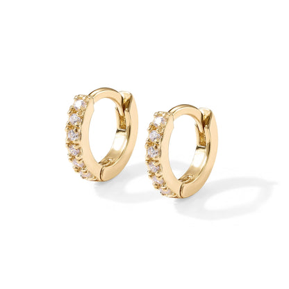 PAVOI 14K Gold Plated Sterling Silver Posts Cubic Zirconia Mini Huggie Earrings for Women | Tiny Cartilage Helix Huggie Hoop Earrings