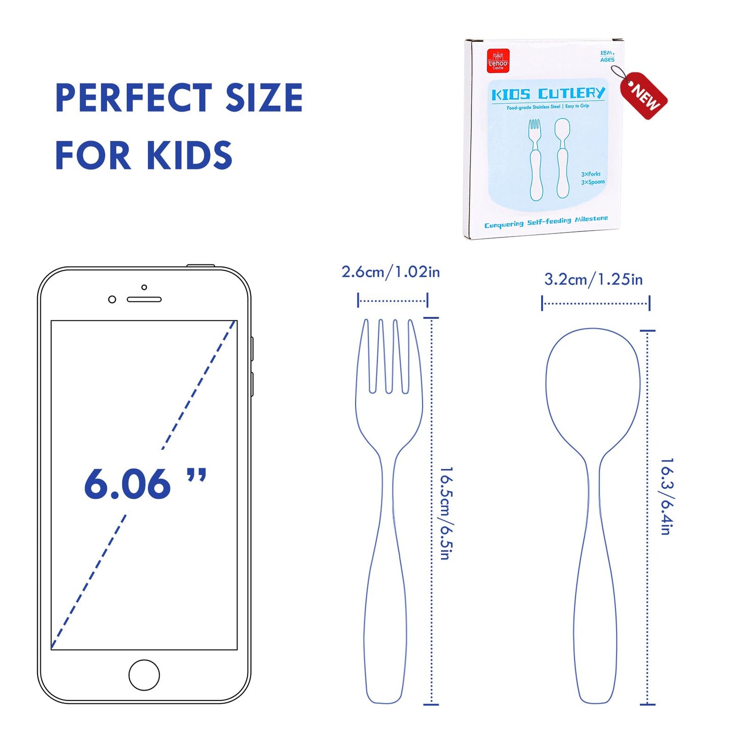 Lehoo Castle Kids Utensils, 6pcs Silverware Set, Safe Stainless Steel Toddler Fork and Spoon, Includes 3 Spoons and 3 Forks (Pink)