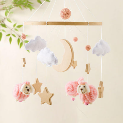 2025 Bohemia Theme Baby Mobile - Mobile for Crib, Crib Mobile for Boys and Girls, Nursery Decor Mobile, Clouds Moon Sheep Pendant Nursery Decor (Beige)