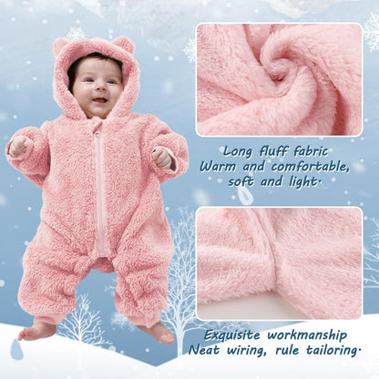 Newborn Baby Bear Outfit Suit Girls Boys Fleece Jumpsuit Romper Hooded Winter Snowsuit Clothes