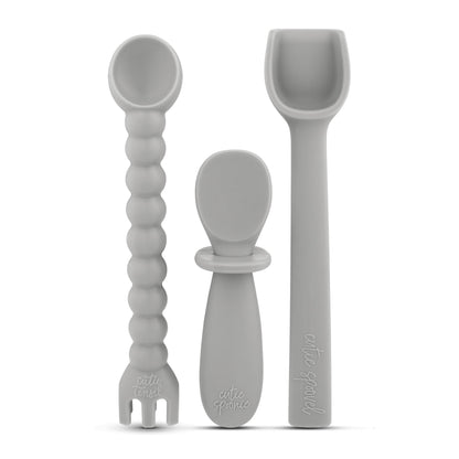 Ryan & Rose Ultimate Utensil Set of 3 Silicone Baby Spoons Silicone baby feeding set for baby led weaning, baby spoons self feeding 6 months, baby utensils, toddler utensils (Rose), Child