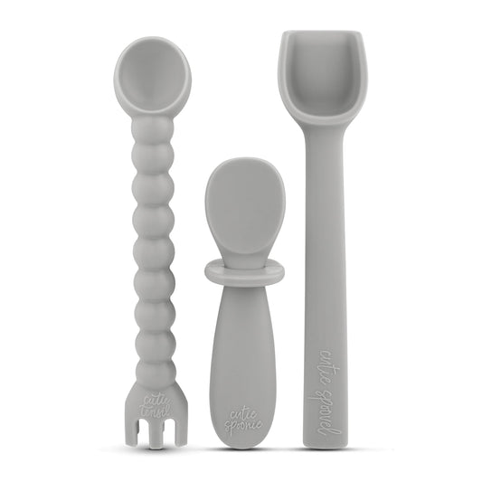 Ryan & Rose Ultimate Utensil Set of 3 Silicone Baby Spoons Silicone baby feeding set for baby led weaning, baby spoons self feeding 6 months, baby utensils, toddler utensils (Rose), Child