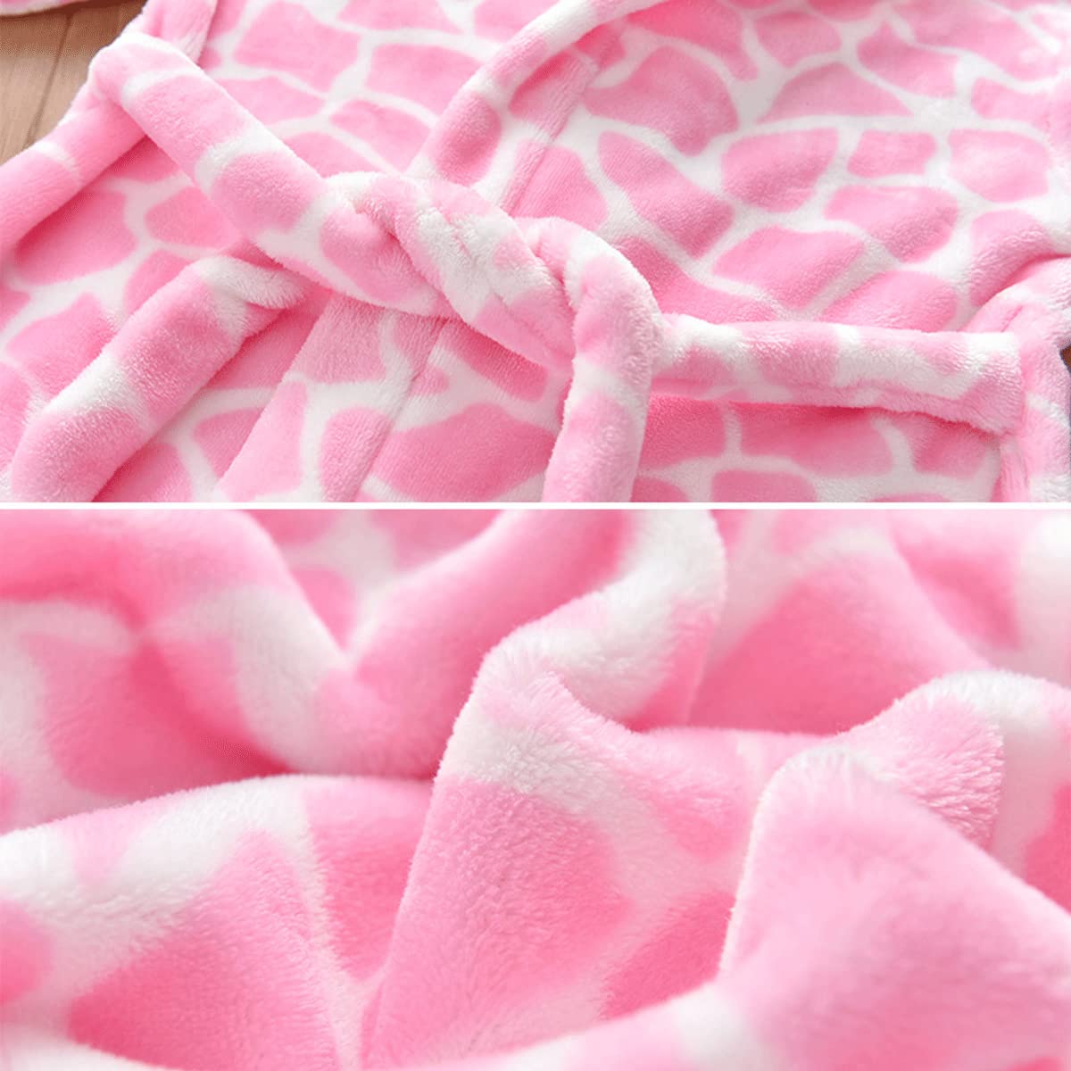 Unisex Baby Hooded Bathrobe Kids Flannel Pajamas Dressing Gown for Boys Girls
