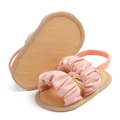 GDSDYM Infant Baby Girls Summer Sandals with Flower Bowknot Soft Sole Wedding Dress Flats Newborn First Walkers Crib Dress Shoes