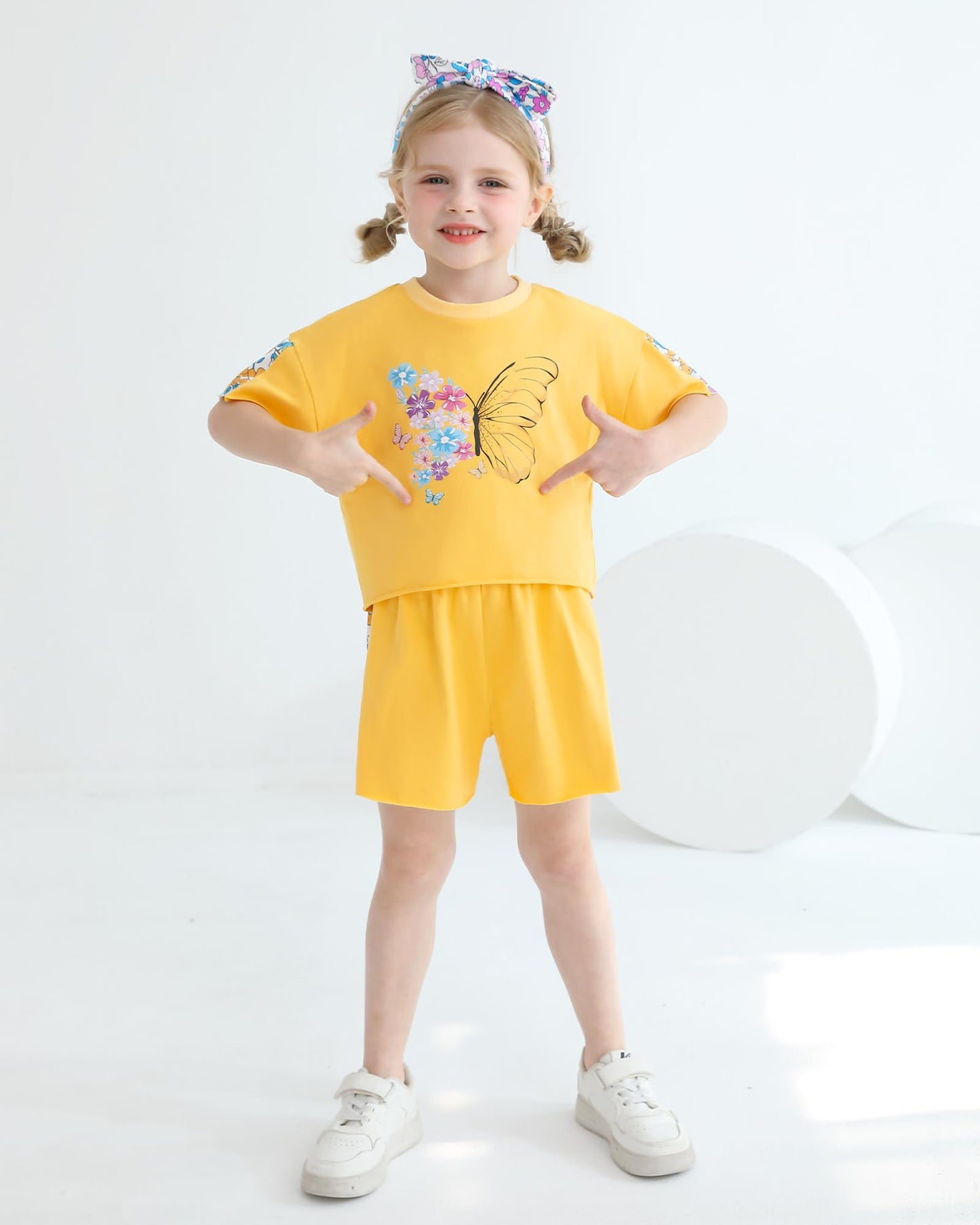 WESIDOM Toddler Girl Clothes Baby Girls Outfits 6M-5T Summer Floral Print Shirt+Shorts+Headband 3pcs Baby Clothing