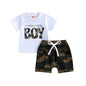 Toddler Baby Boy Summer Clothes Funny Pattren Letter Short Sleeve T Shirt with Shorts 2 Peices Outfits