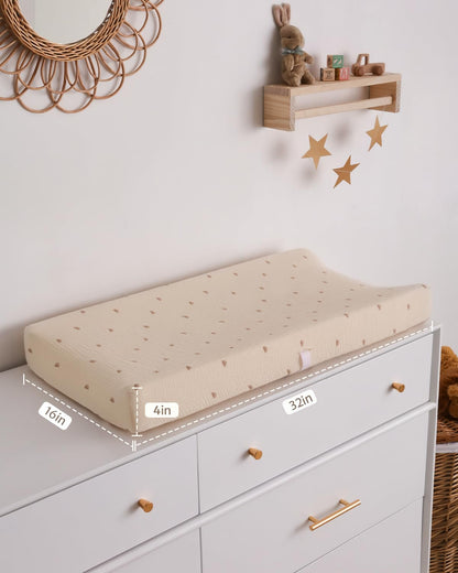 Blissful Diary Muslin Changing Pad Cover for Girls Boys, Ultra Soft Breathable Cotton, Baby Diaper Change Table Pad Covers, 2Pack (Roman Green&Leaf)