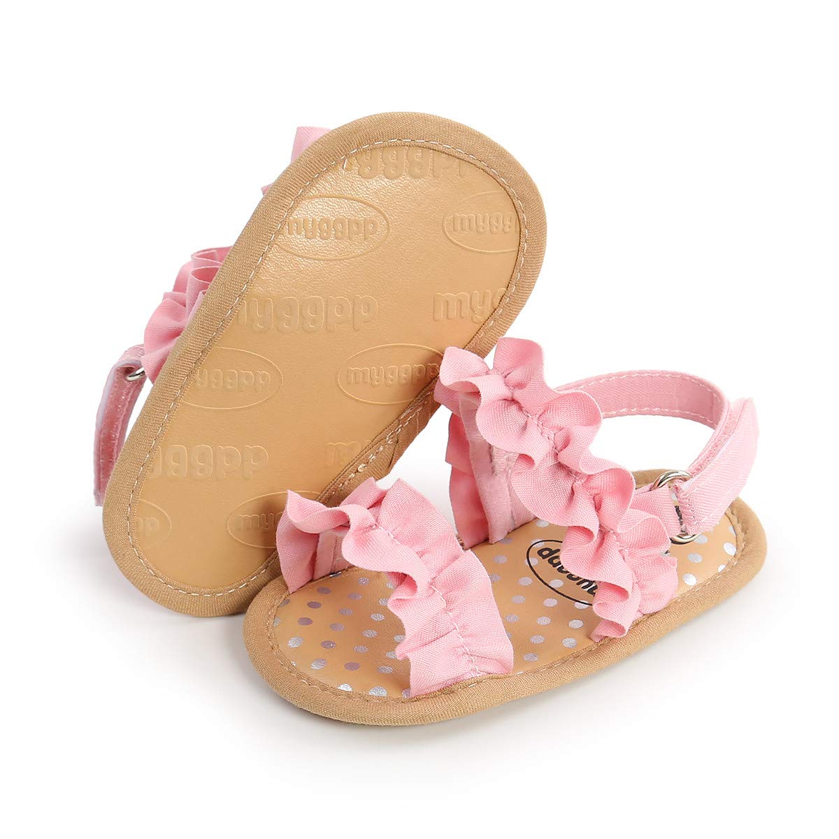 COSANKIM Infant Baby Girls Summer Sandals with Flower Soft Sole Newborn Toddler First Walker Crib Dress Shoes