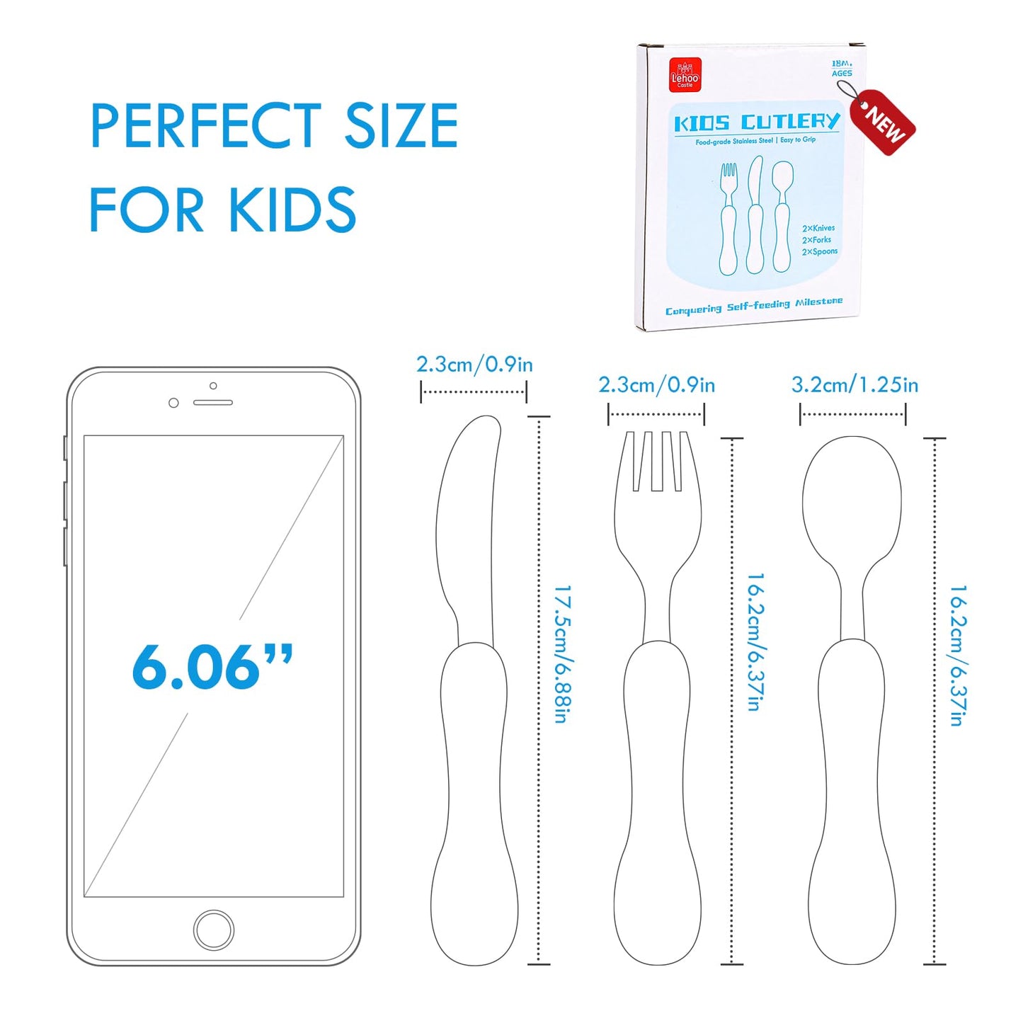 Lehoo Castle Kids Utensils, 6pcs Silverware Set, Safe Stainless Steel Toddler Fork and Spoon, Includes 3 Spoons and 3 Forks (Pink)