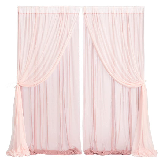 Ling's moment White Sheer Curtains, Chiffon Wrinkle-Free Window Doorway Drapes Backdrop for Sliding Glass Doors Living Room Wedding Party Bedroom Farmhouse Arch Stage, 10ft x10ft 2 Layers