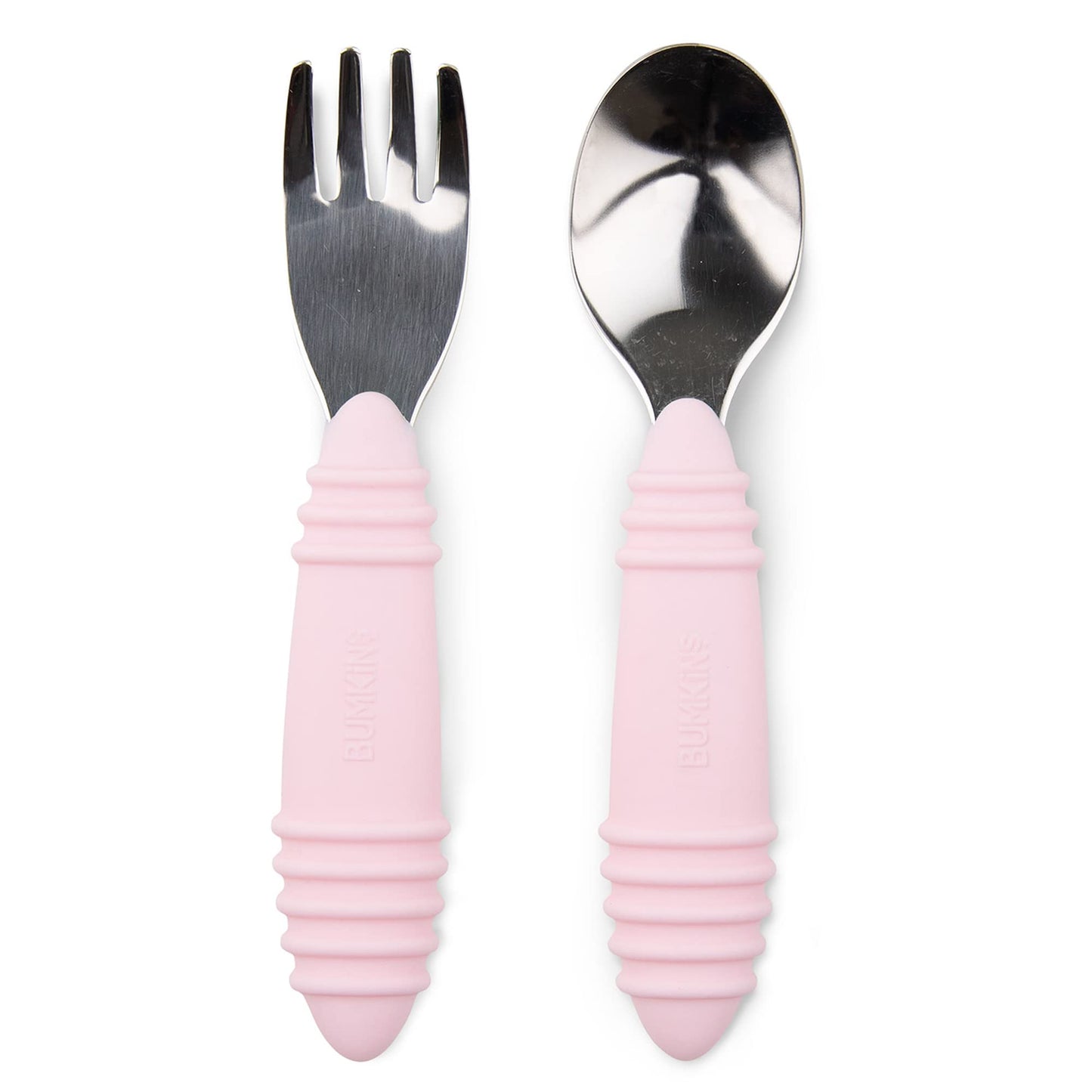 Bumkins Disney Baby Utensils Set, Chewtensils Silicone Spoons for Dipping, Self-Feeding, Baby Led Weaning, Trainer Learning, First Stage Eating, Soft Fork and Spoon, Babies 6 Months, Minnie Mouse