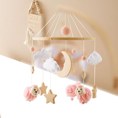 2025 Bohemia Theme Baby Mobile - Mobile for Crib, Crib Mobile for Boys and Girls, Nursery Decor Mobile, Clouds Moon Sheep Pendant Nursery Decor (Beige)