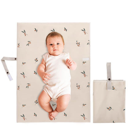 Vegan Leather Baby Changing Mat - Wipeable Portable Changing Pad, Foldable Travel Changing Mat for Baby, Newborns Toddlers Shower Gifts (Flower,20"*28")