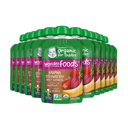 Gerber Organic Baby Food Pouches, Toddler, Banana Raspberry Yogurt Vanilla, 3.5 Ounce (Pack of 12)