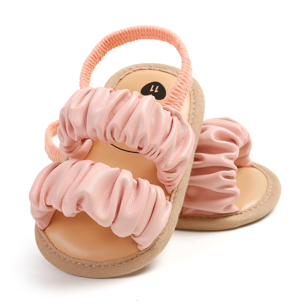 GDSDYM Infant Baby Girls Summer Sandals with Flower Bowknot Soft Sole Wedding Dress Flats Newborn First Walkers Crib Dress Shoes