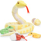 MorisMos Snake Stuffed Animals Plush Toy 120 Inch Giant Snake Plush with Babies Stuffed Snake Toys for Kids Plush Party Decorations Favors Prank Props, 4 Snake Babies, 3 Snake Eggs