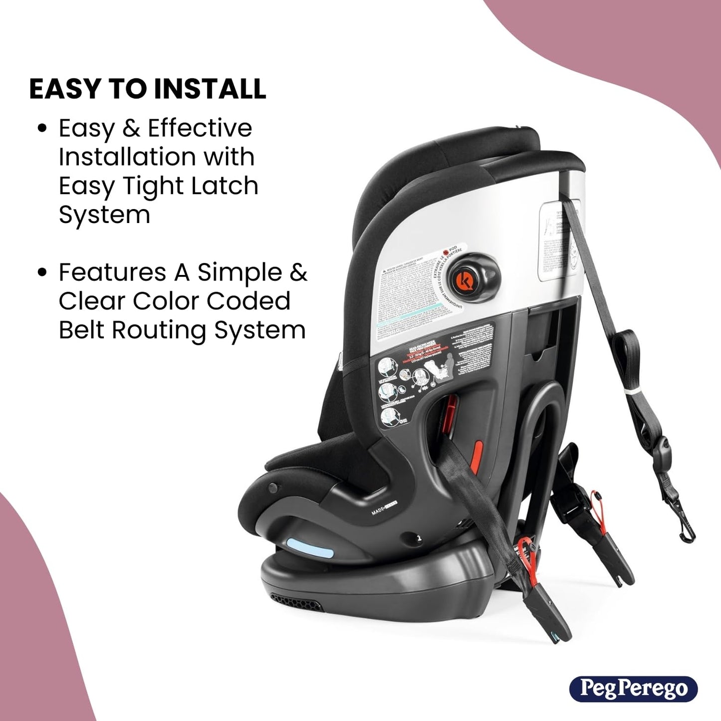 Peg Perego Primo Viaggio All-in-One Convertible Car Seat – Newborn to 10+ Years – 5-120 lbs – Height Adjustable & Slim, 100% FR-Free, Made in Italy, Mercury (Grey)
