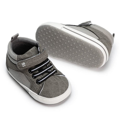 Meckior Toddler Baby Boys Girls High Tops Ankle Sneakers Soft Anti-Slip Sole PU Leather Moccasins Infant Newborn Prewalker First Walking Crib Shoes