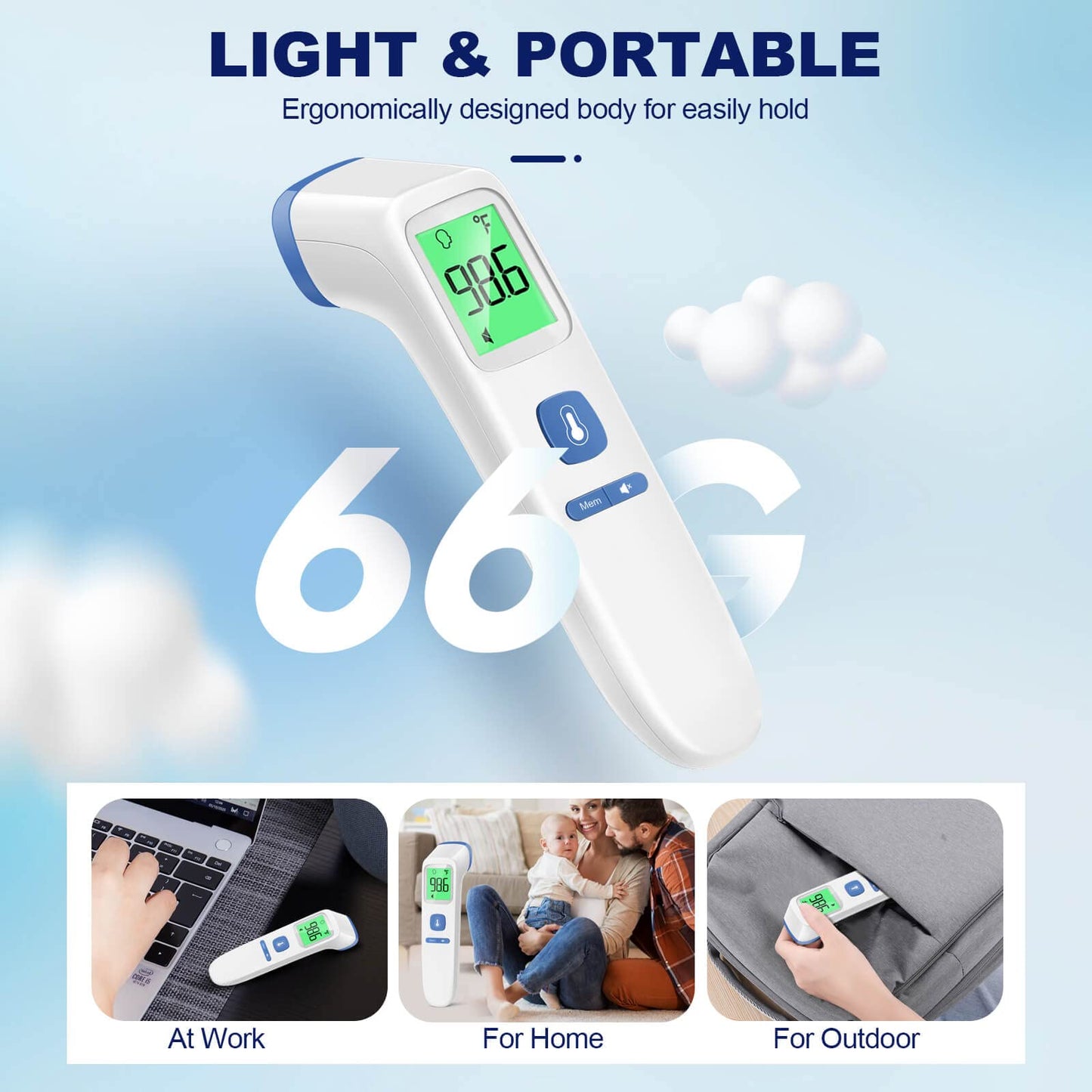 No-Touch Thermometer for Adults and Kids, Accurate Digital Baby Thermometer, FSA HSA Eligible, Fever Alarm & Silent Mode, 2 in 1 Forehead & Object Mode