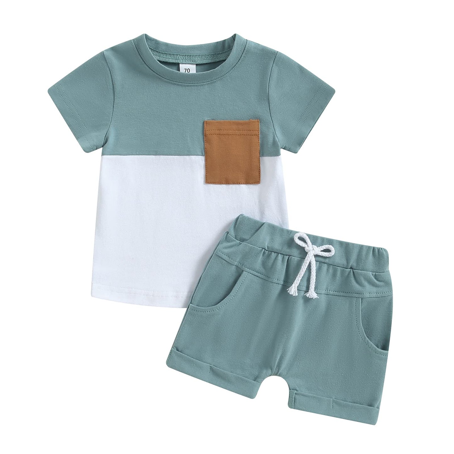 Infant Baby Boy Summer Clothes Outfit Color Block T-shirt Shorts Set Toddler Checkerboard Clothes 6 12 18 24 Months