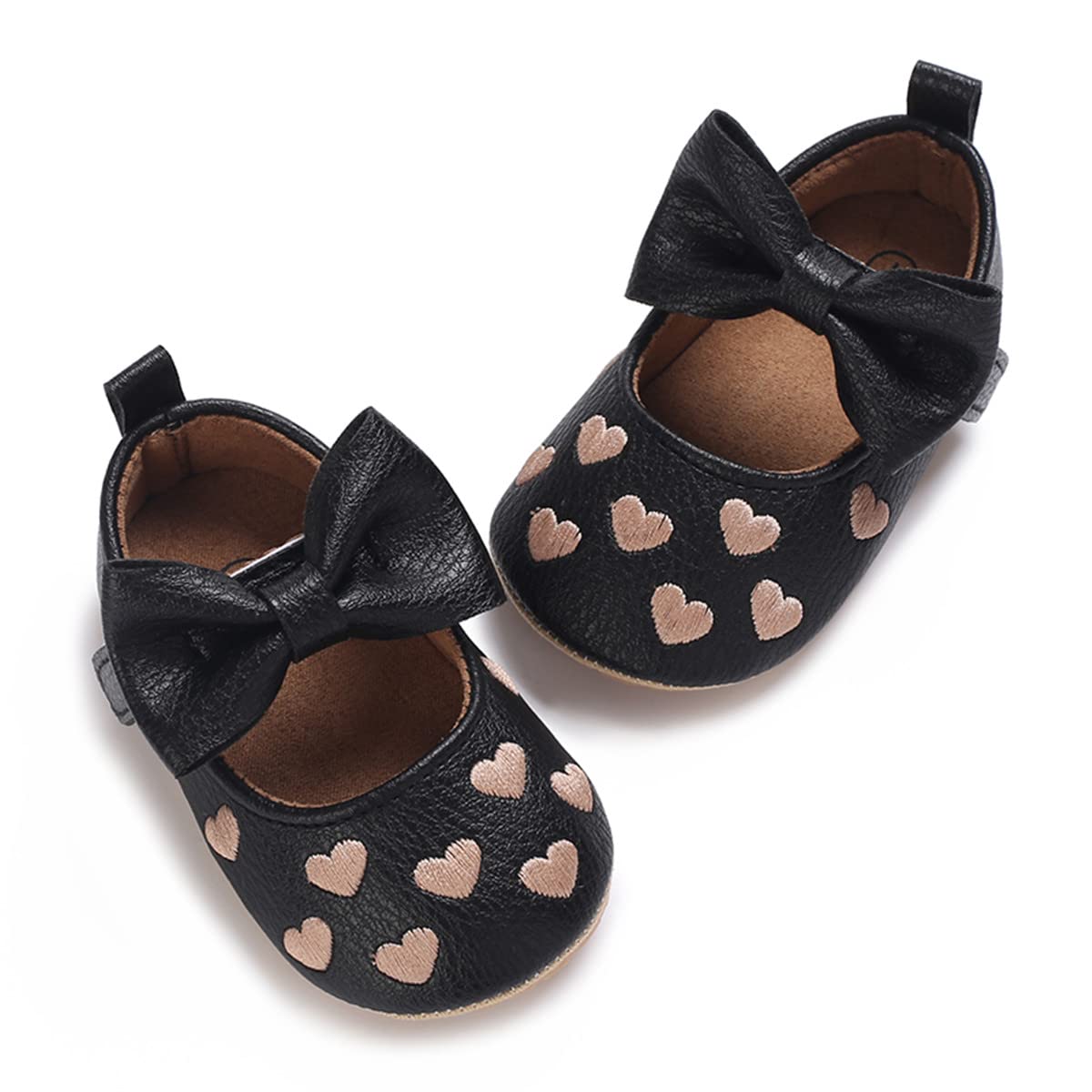LAFEGEN Baby Girls Mary Jane Flats with Bownot Non Slip Soft Sole PU Leather Newborn Infant Toddler First Walker Cirb Dress Shoes