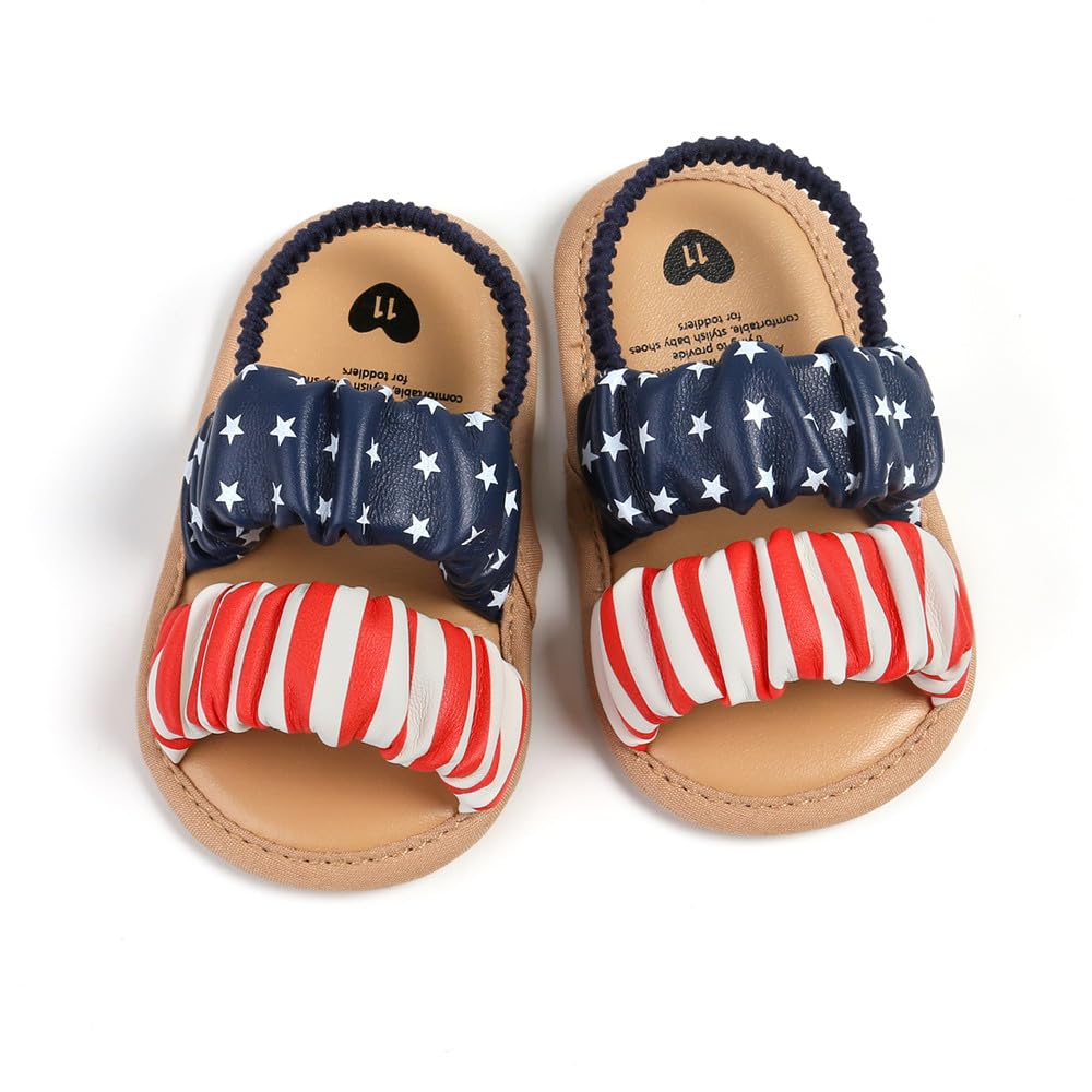 GDSDYM Infant Baby Girls Summer Sandals with Flower Bowknot Soft Sole Wedding Dress Flats Newborn First Walkers Crib Dress Shoes