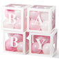 Baby Boxes with Letters for Baby Shower Decorations, Gender Reveal with 4 Pastel Balloon Boxes
