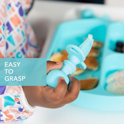 Bumkins Disney Baby Utensils Set, Chewtensils Silicone Spoons for Dipping, Self-Feeding, Baby Led Weaning, Trainer Learning, First Stage Eating, Soft Fork and Spoon, Babies 6 Months, Minnie Mouse